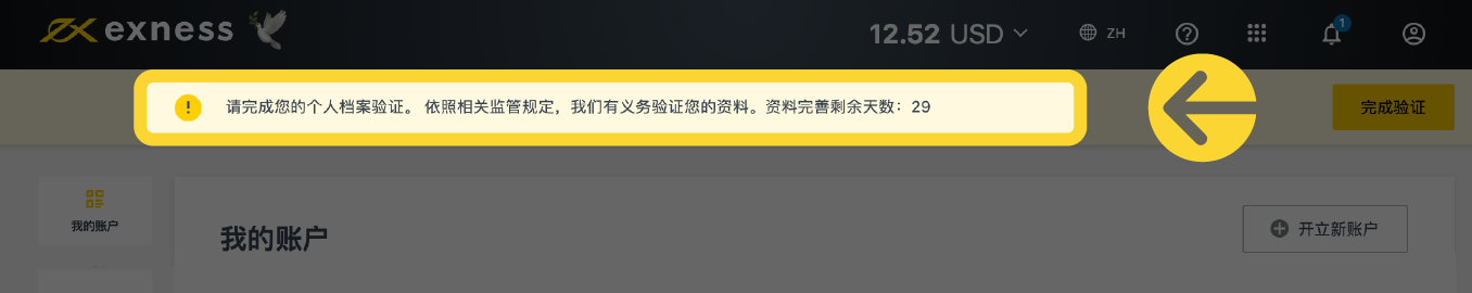 Exness官网平台账户验证期限是多久？
